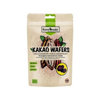 Rawpowder Kakao Wafers Eko 150 g 100% Criollo kakao