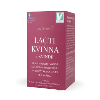Nordbo LactiKvinna 50 miljarder mjölksyrabakterier 30 kapslar