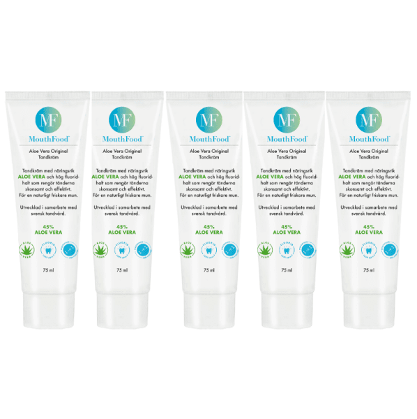 5-PACK MouthFood Aloe Vera Original Tandkräm med Fluor 75 ml