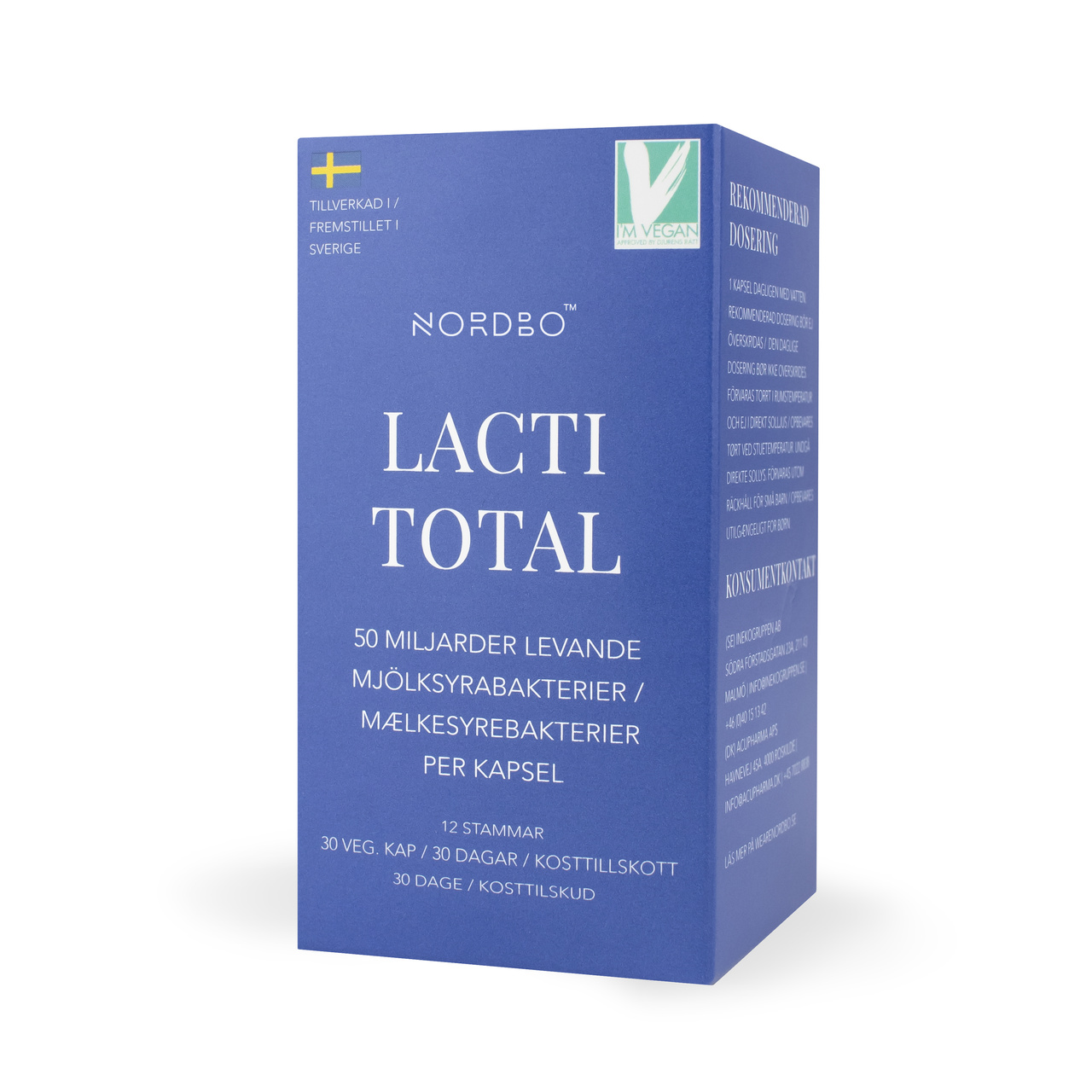 Nordbo LactiTotal 50 miljarder mjölksyrabakterier 30 kapslar