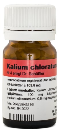 Nr. 4 Kalium Chlor. D6 200 tabletter