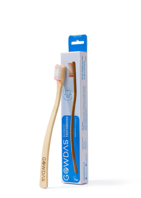 Bamboo Tandborste  Pink Medium