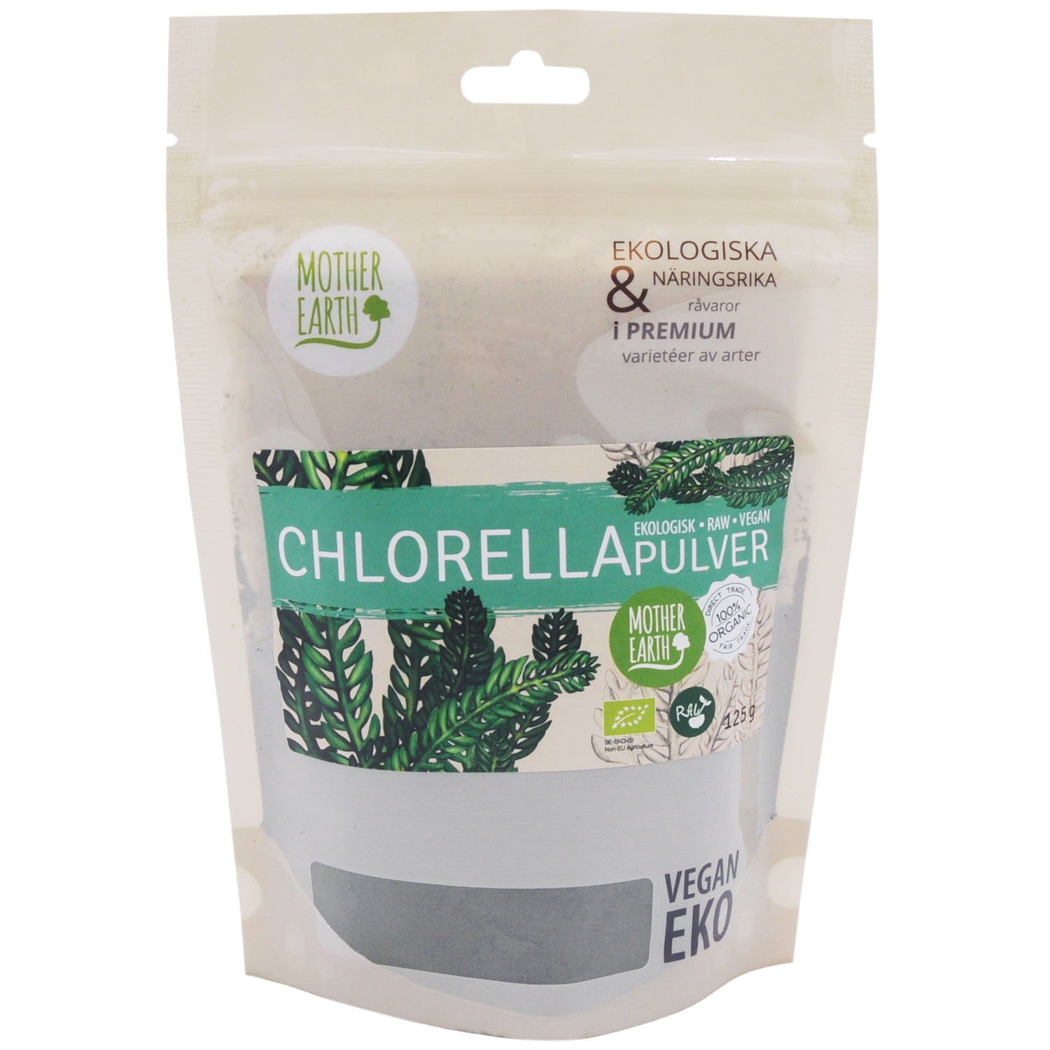 Mother Earth Chlorella Pulver Eko 125 g