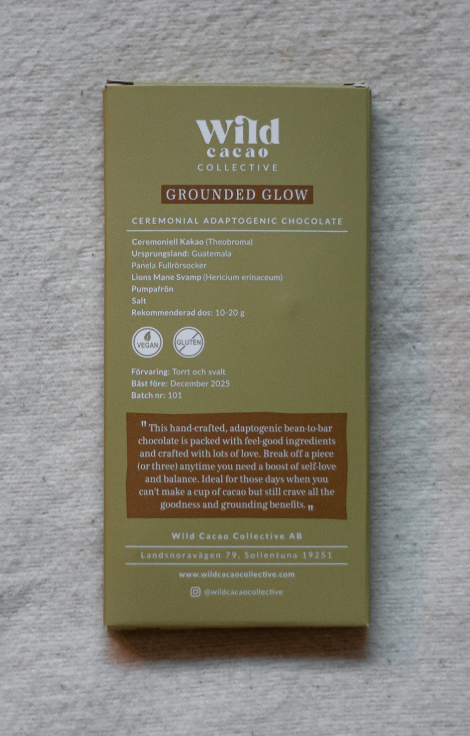 Grounded Glow Adaptogenic Ceremonial Chocolate Bar 50 g