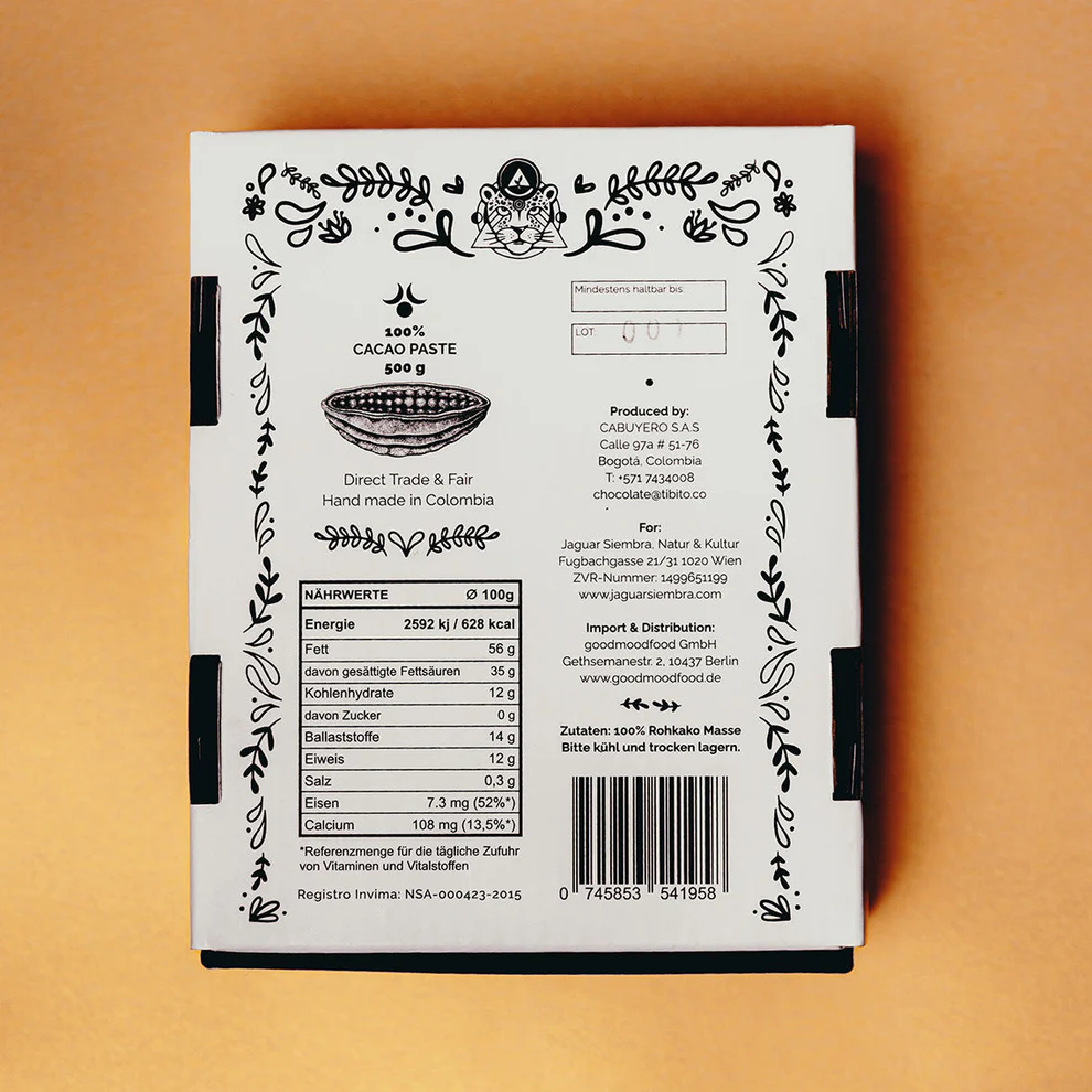 Tayrona 100% Ceremoniell Cacao Block 500 g Colombia