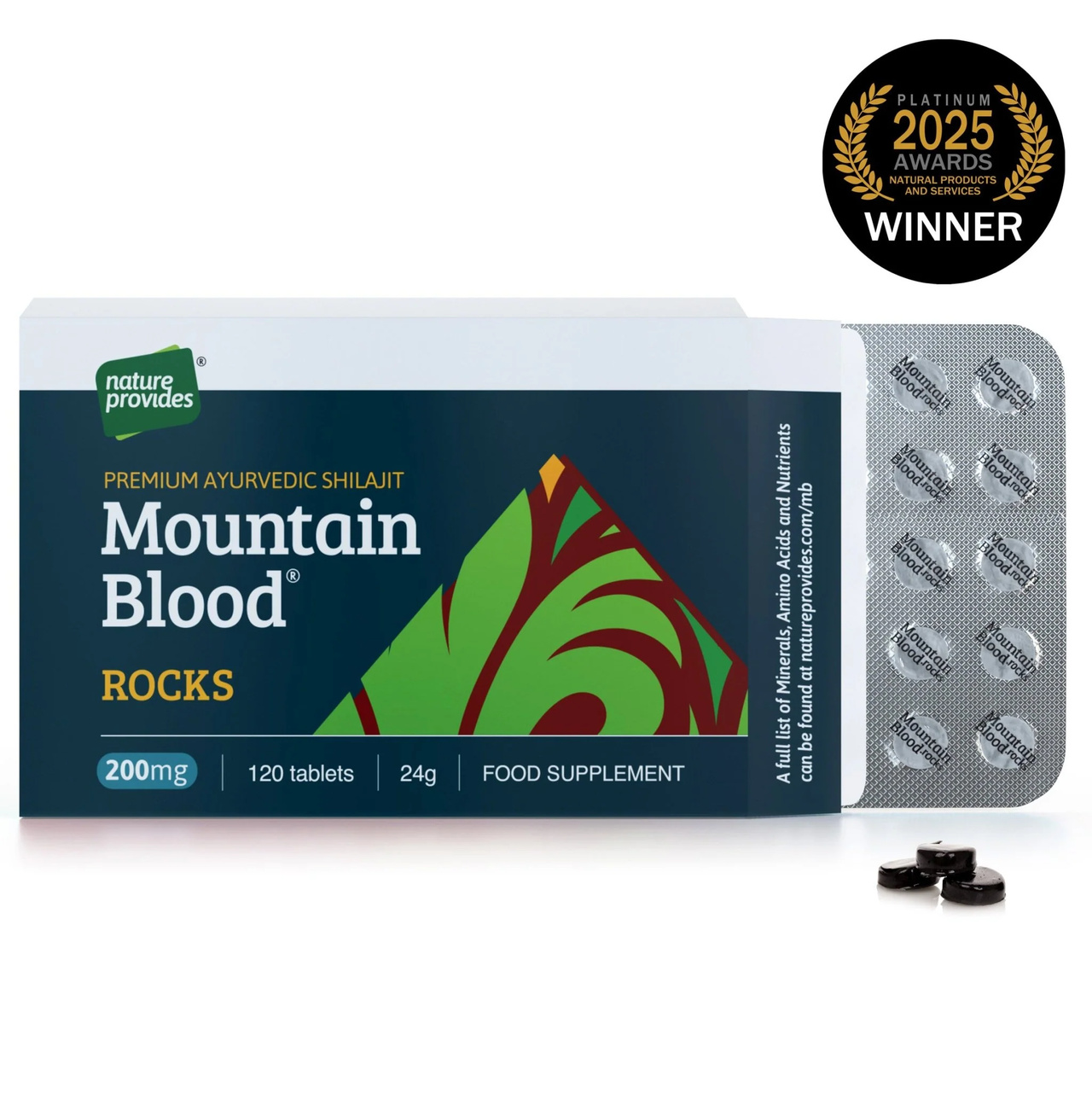 6-PACK Mountain Blood Rocks Shilajit 120 tabl Nature Provides
