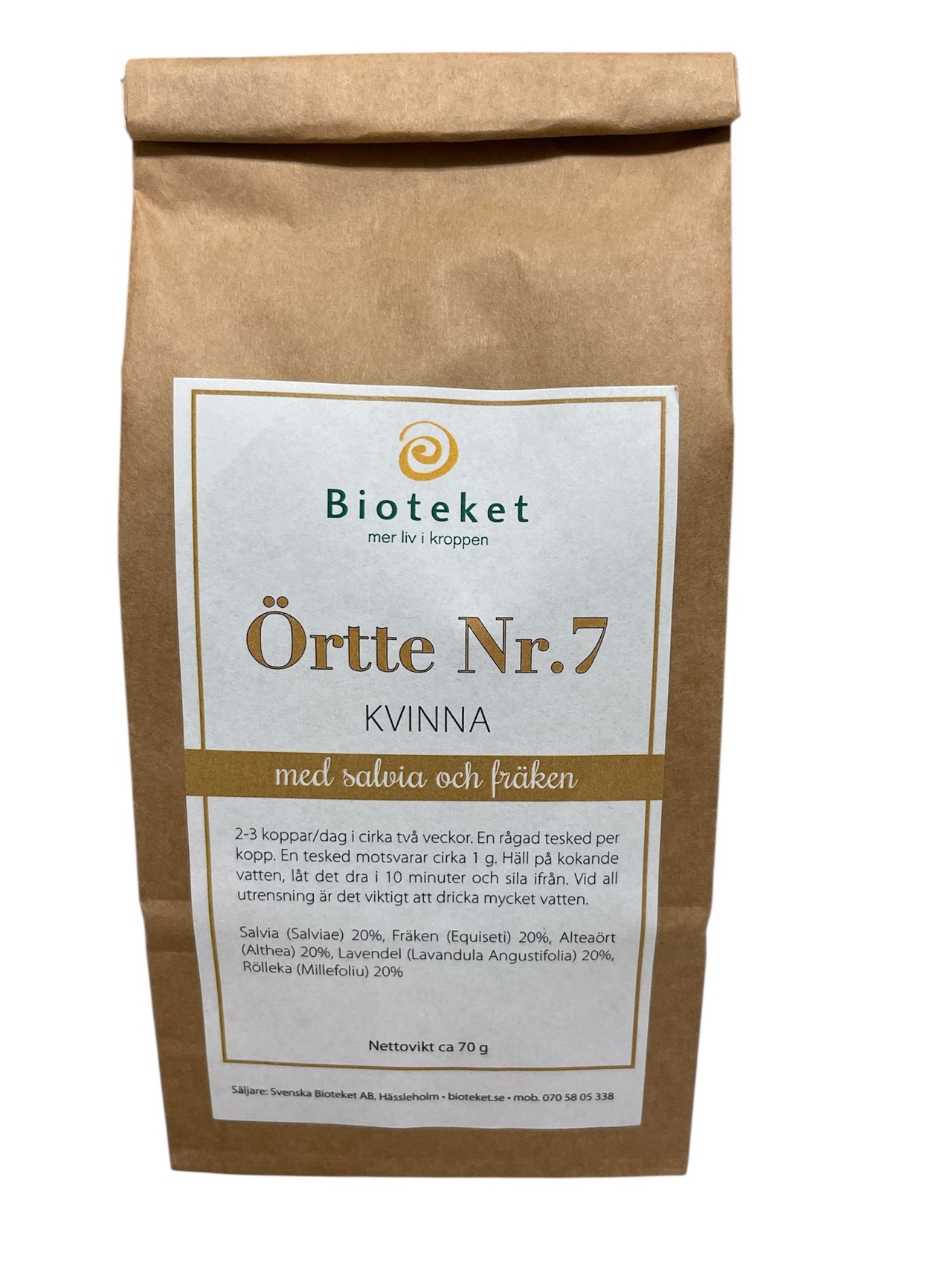 Bioteket Örtte nr 7 Kvinna
